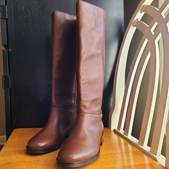 Cole Haan Chestnut Brown Leather Suede Adler Tall Buckle Boots Women's Size 6.5 - Picture 5 of 12